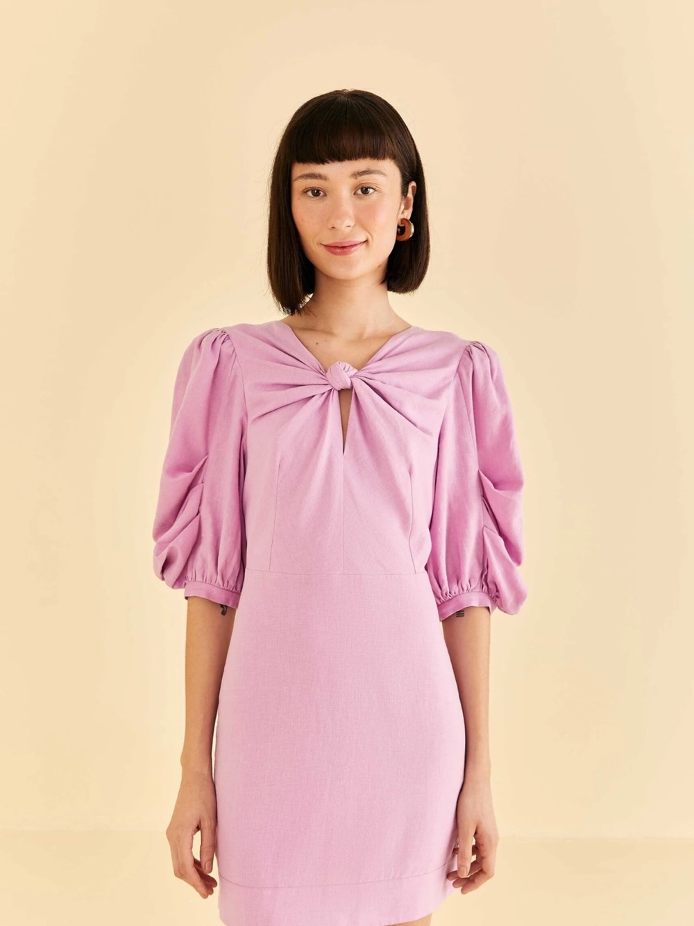 FARM Rio Lilac Short Sleeve Dress